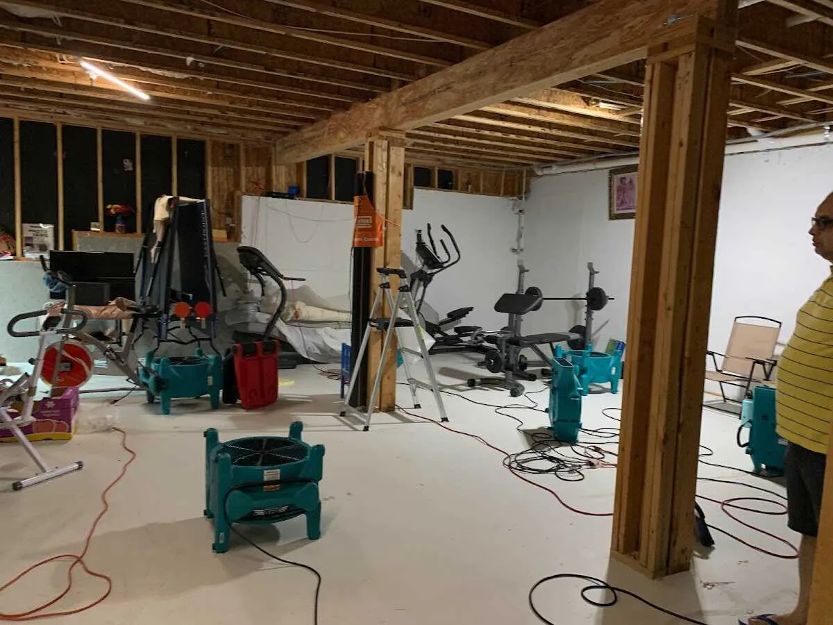 Basement drying equipment setup for Contents Cleaning & Restoration in Big Lake